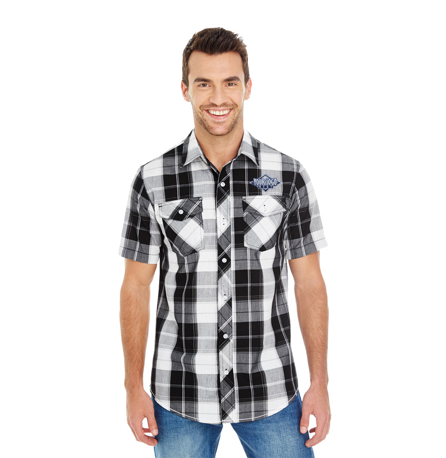Burnside Men's Short-Sleeve Plaid Woven Shirt