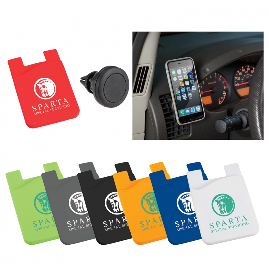 Magnetic Phone Mount w Silicone Wallet