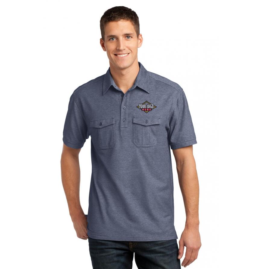 DISCONTINUED Port Authority Oxford Pique Double Pocket Polo