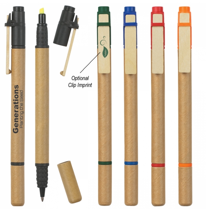 Dual Function Eco-Inspired Pen With Highlighter