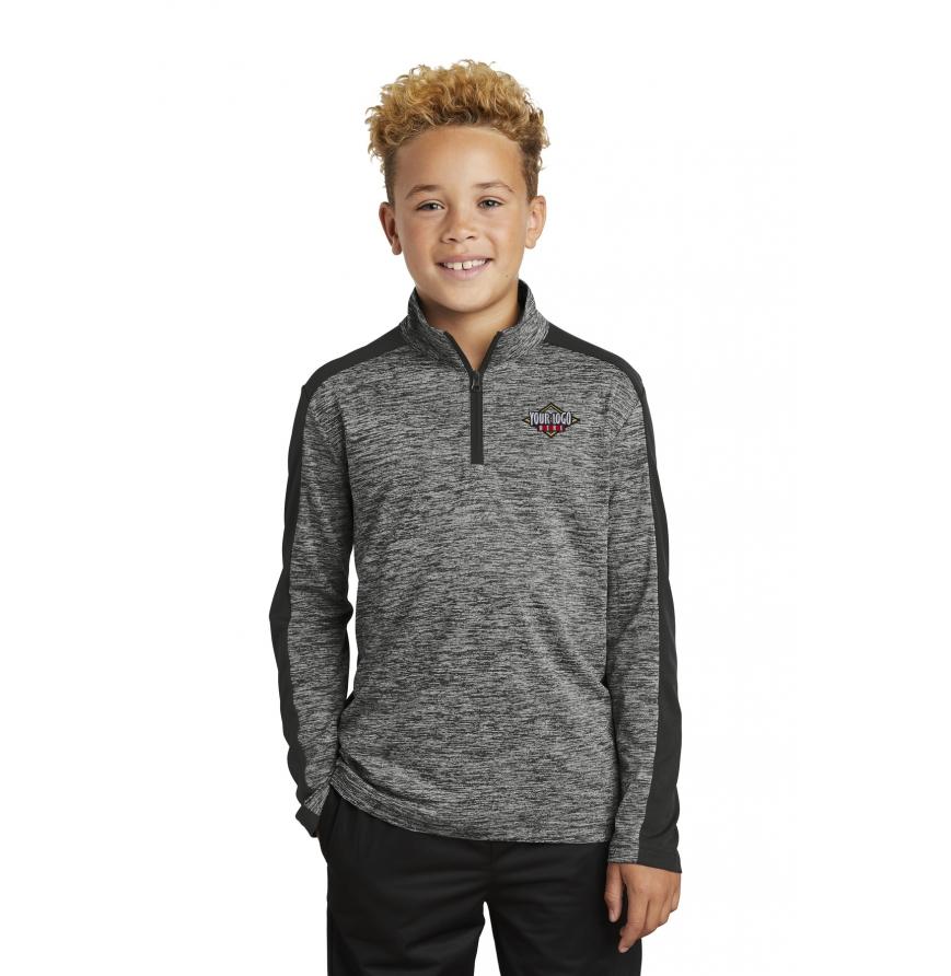 Sport-Tek Youth PosiCharge Electric Heather Colorblock 14-Zip Pullover