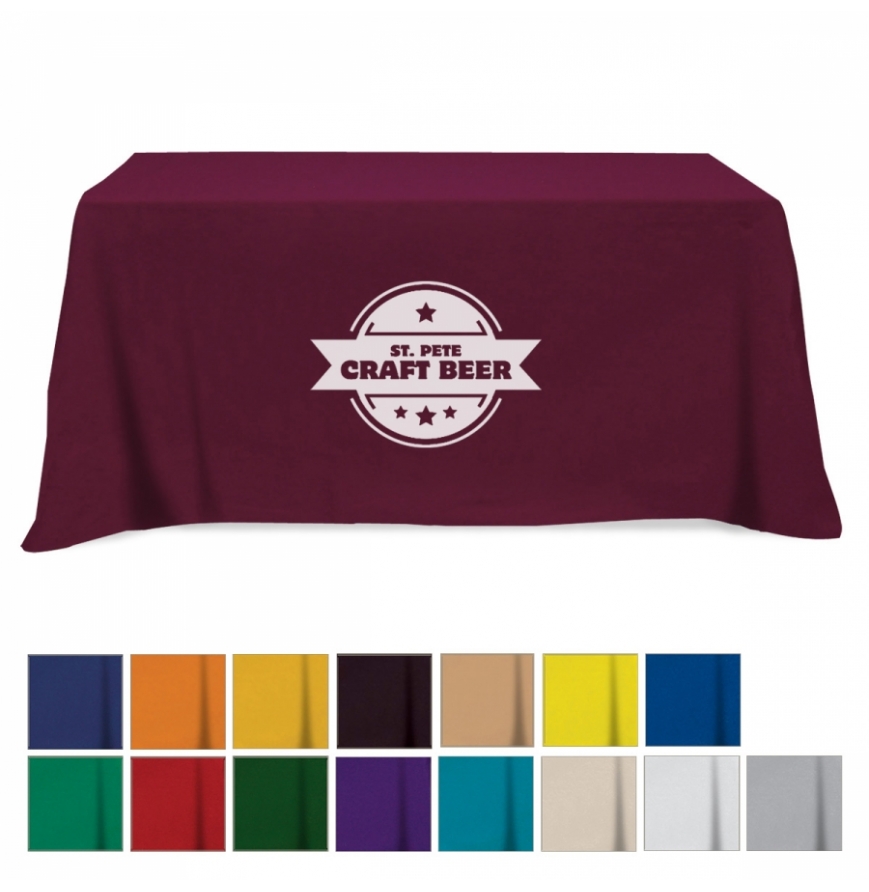 Flat PolyCotton 3-sided Table Cover - fits 6 standard table