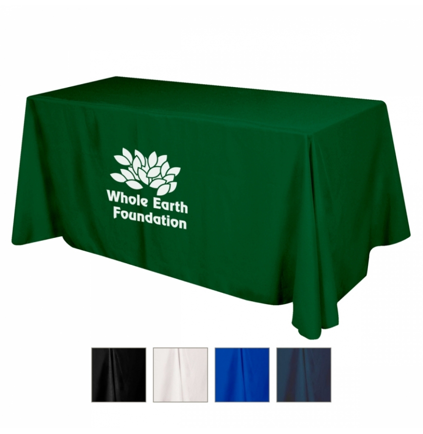 Flat Polyester 4-Sided Table Cover - fits 6 standard table