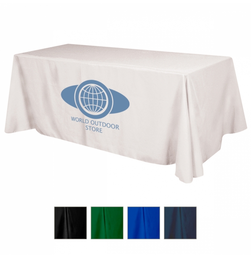 Flat Polyester 4-Sided Table Cover - fits 8 standard table