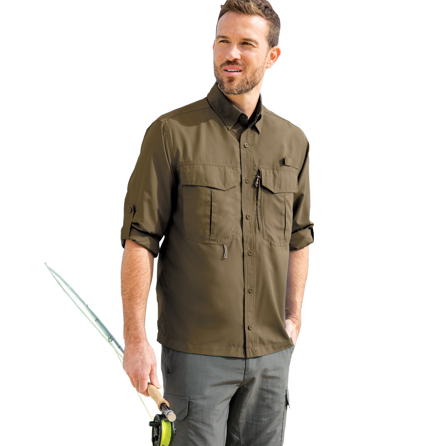 Mens Long Sleeve Quick-Dry Fishing Shirt
