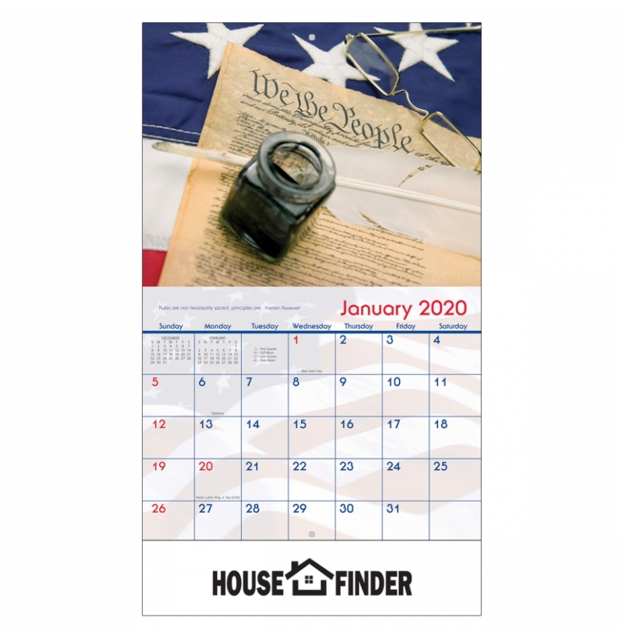 2020 America Wall Calendar - Stapled