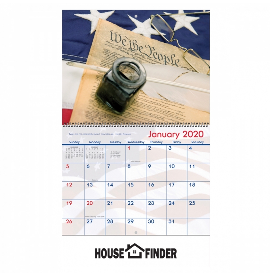 2020 America Wall Calendar - Spiral