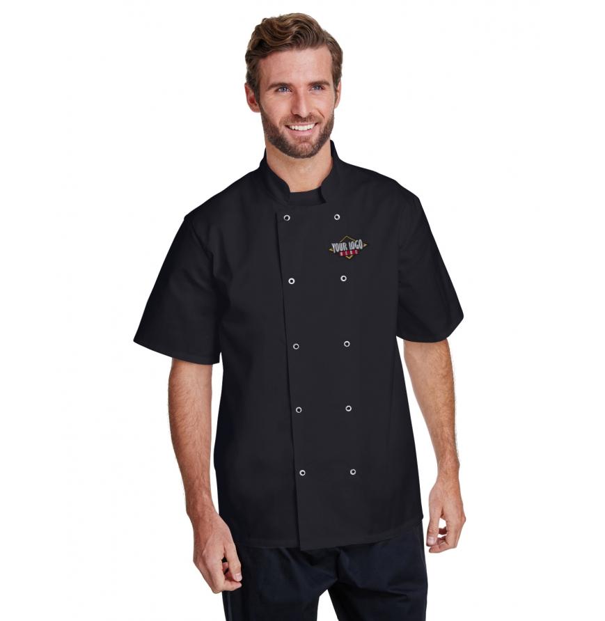 Unisex Studded Front Short-Sleeve Chefs Coat