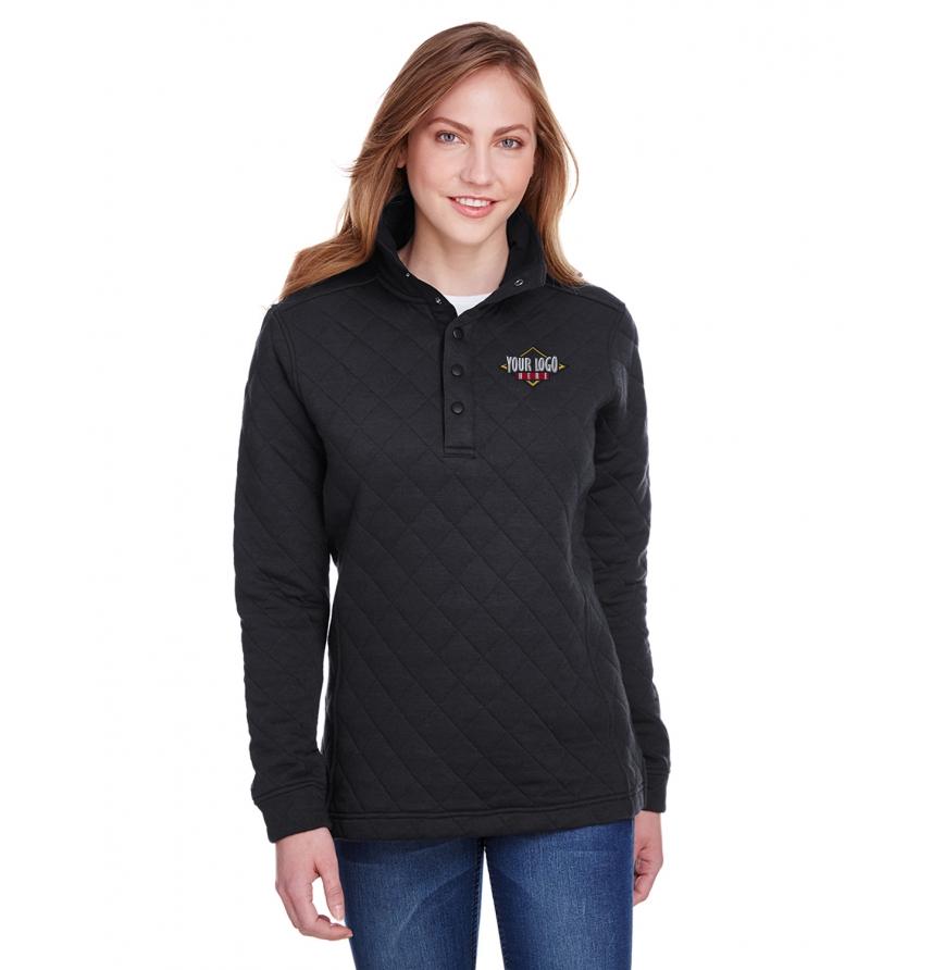 Ladies Quilted Snap Pullover