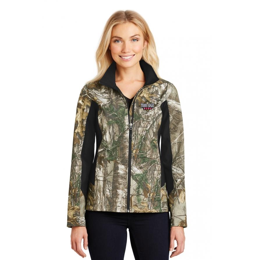 DISCONTINUED Port Authority Ladies Camouflage Colorblock Soft Shell