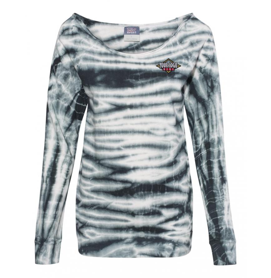 MV Sport Womens French Terry Off-the-Shoulder Tie-Dyed Sweatshirt