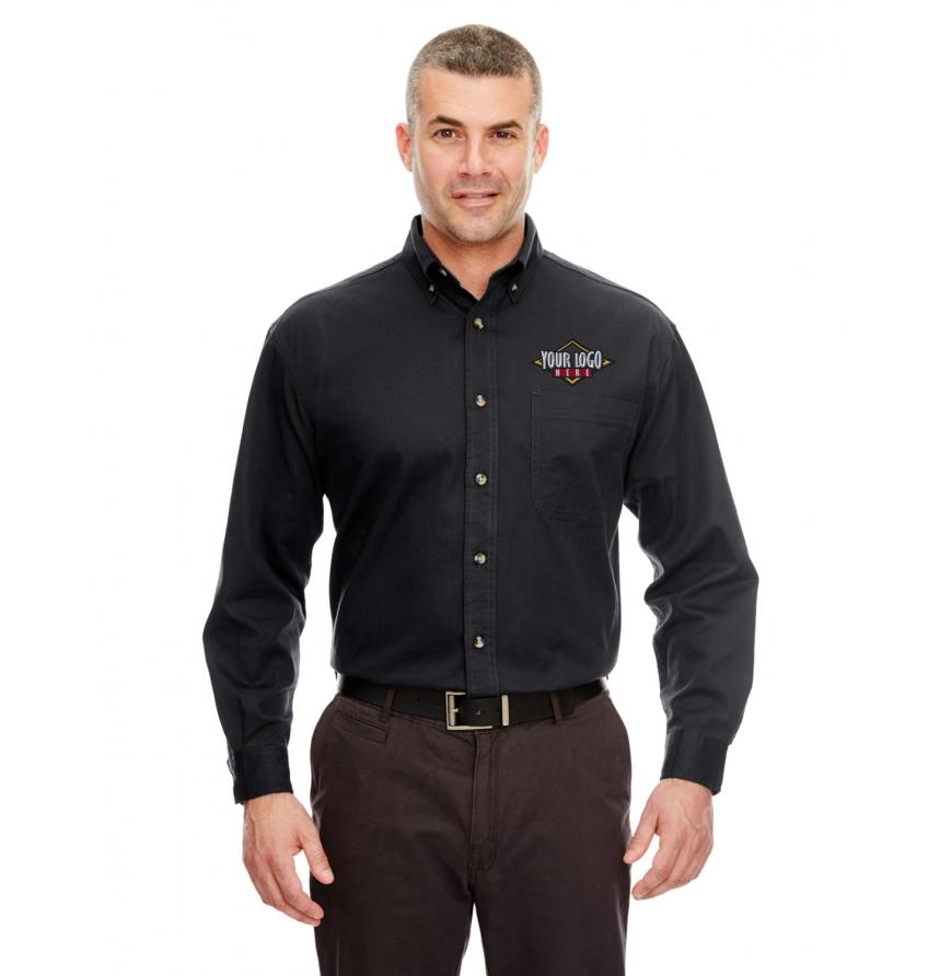 UltraClub Adult Cypress Long-Sleeve Twill with Pocket