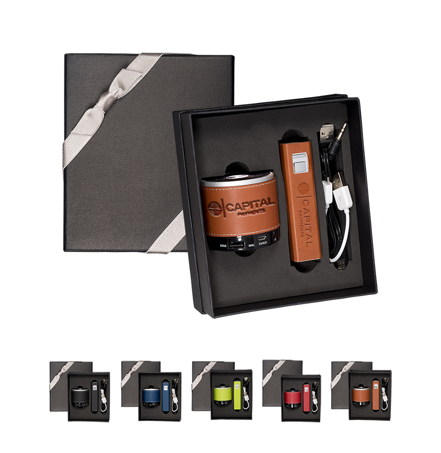 Tuscany Power Bank and Wireless Speaker Gift Set