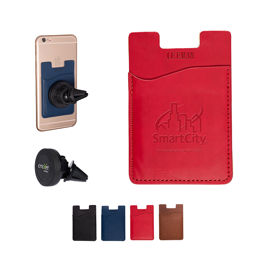 Leeman Tuscany Magnetic Auto Phone Holder with Pocket
