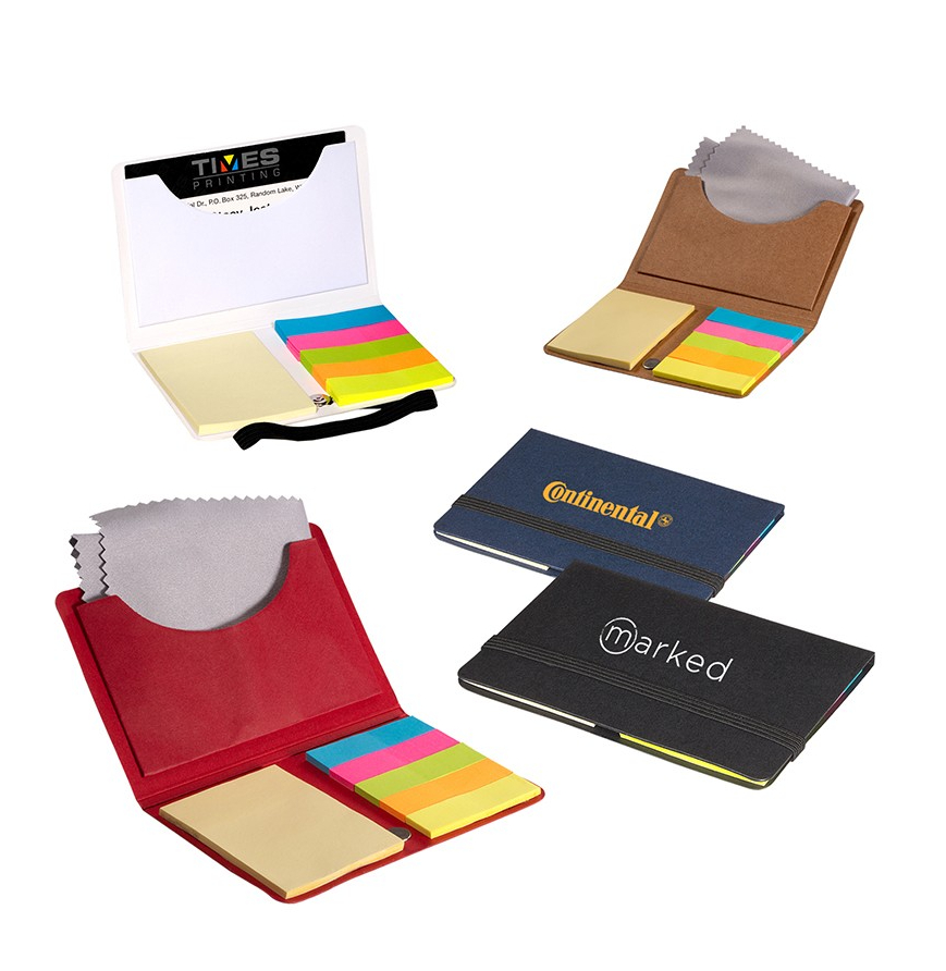 Business Card Sticky Pack with Microfiber Cleaning Cloth