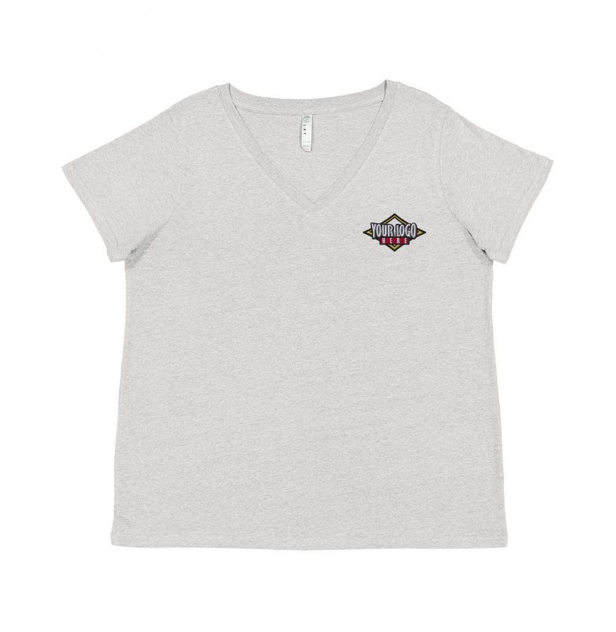 Ladies Curvy V-Neck Fine Jersey T-Shirt