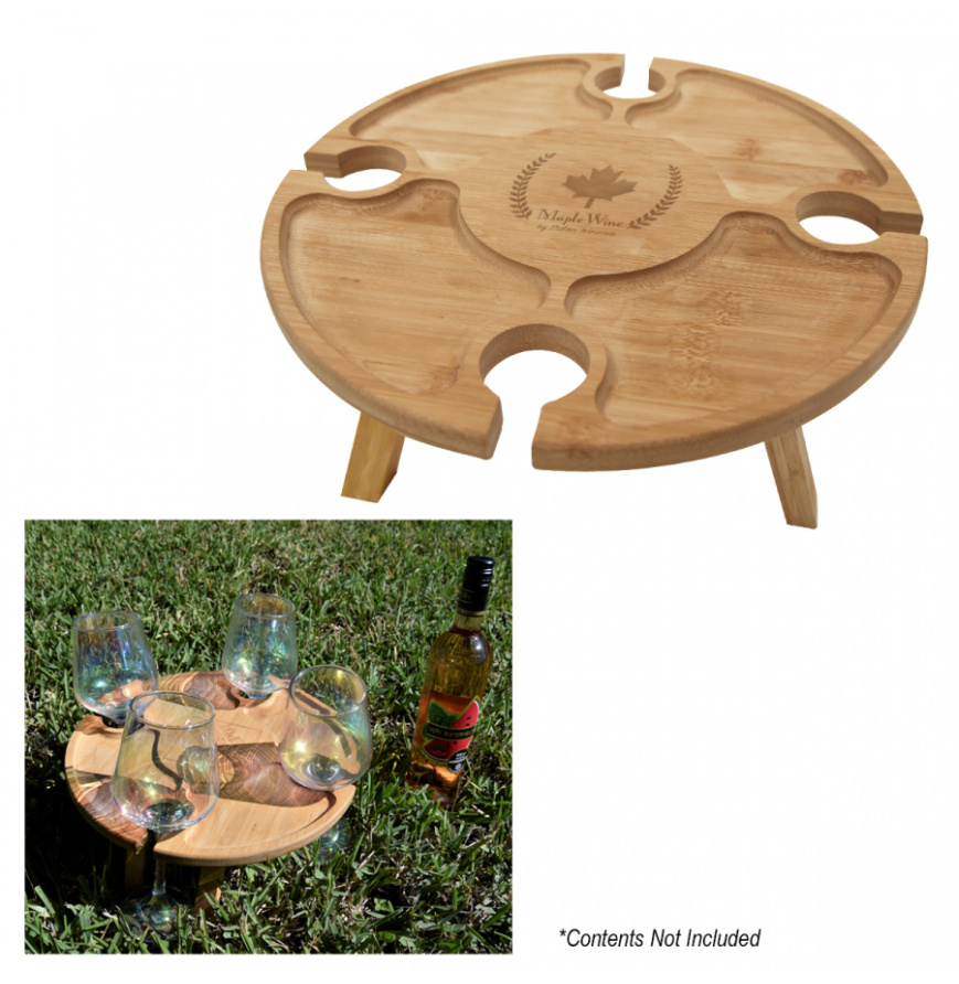 Bamboo Portable Wine  Cheese Table
