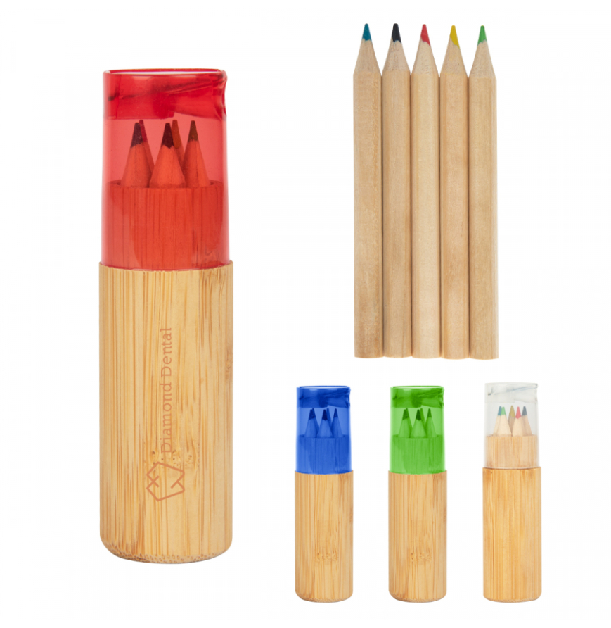 5-Piece Colored Pencil Set In Tube With Dual Sharpener