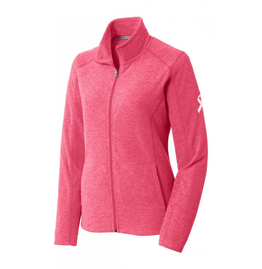 Pink Port Authority Ladies Heather Microfleece Full-Zip Jacket