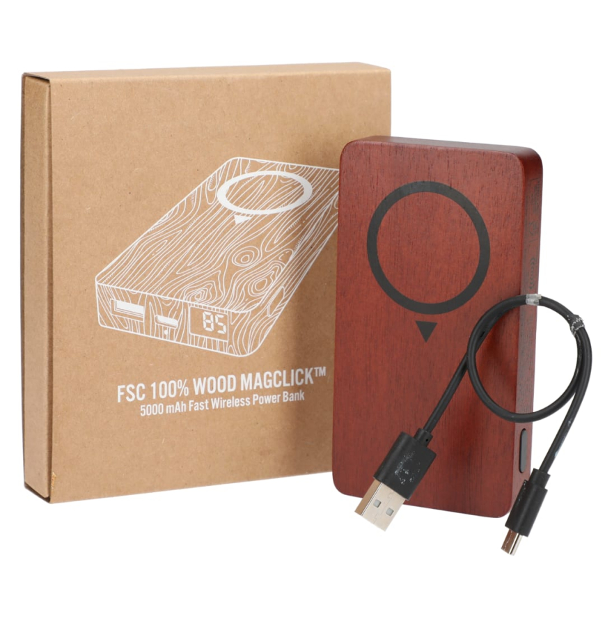 FSC 100 Wood MagClick Fast Wireless Power Bank