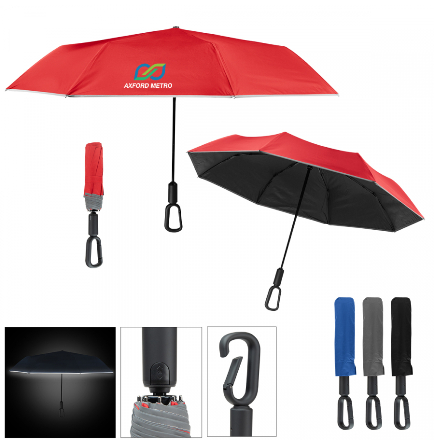 46 Arc Reflective Umbrella With Carabiner Handle