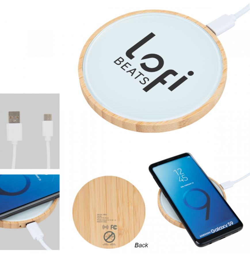 10W Glass  Bamboo Wireless Charger