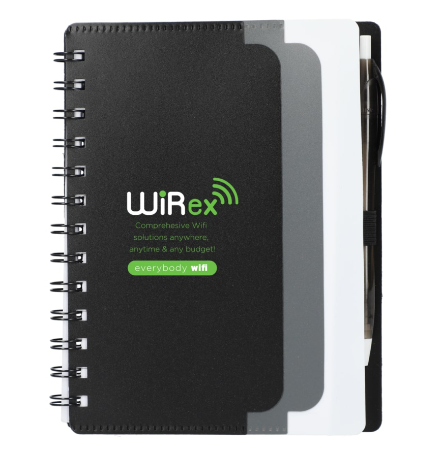 5quot x 7quot Recycled Dual Pocket Spiral Notebook w Pen