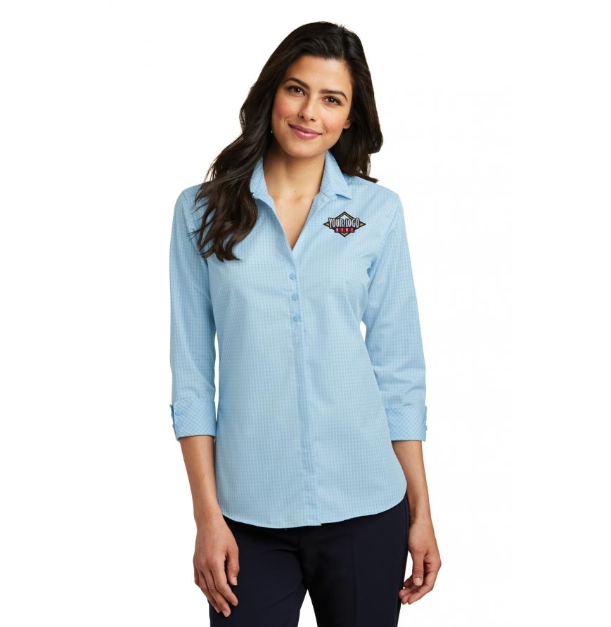 Port Authority Ladies 34-Sleeve Micro Tattersall Easy Care Shirt