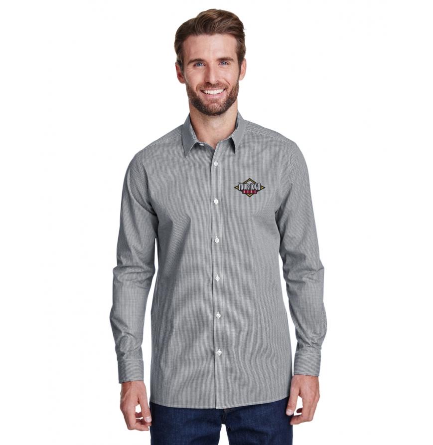 Mens Microcheck Gingham Long-Sleeve Cotton Shirt