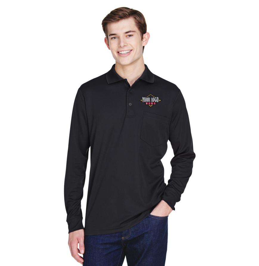 Adult Pinnacle Performance Long-Sleeve Piqueacute Polo with Pocket