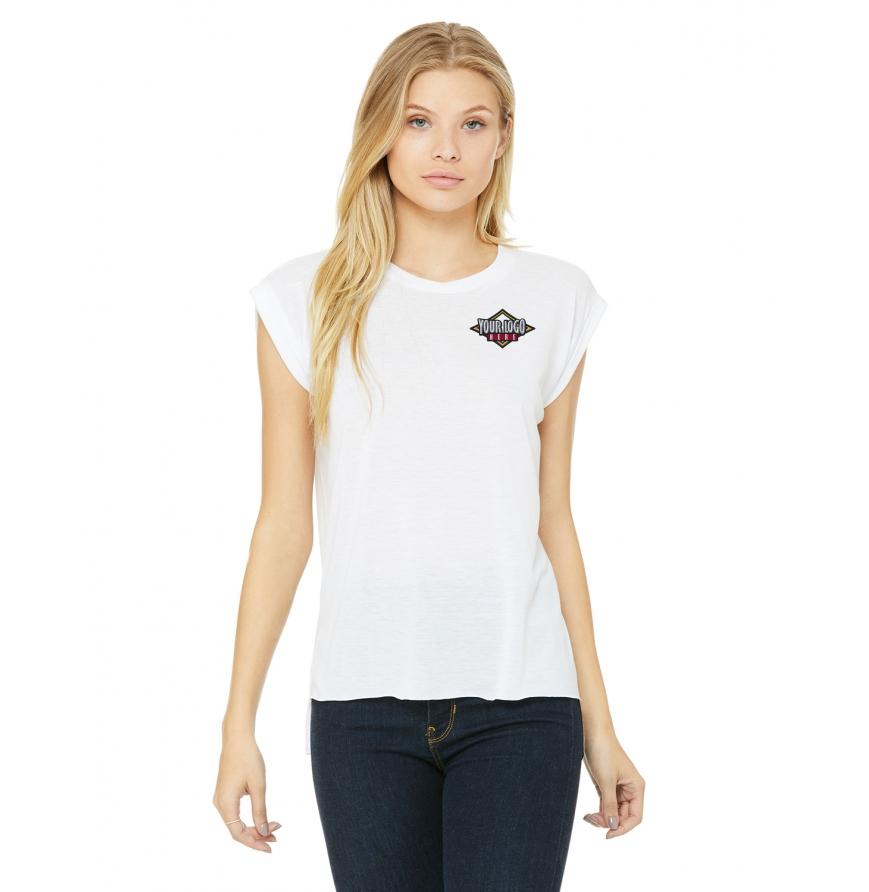 Bella Canvas Ladies Flowy Muscle T-Shirt with Rolled Cuff