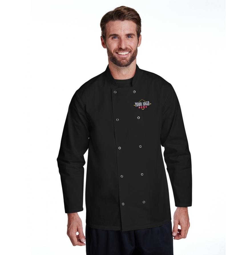 Unisex Studded Front Long-Sleeve Chefs Coat