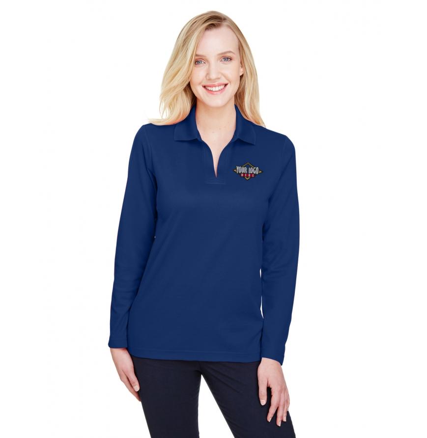 CrownLux Performance Ladies Plaited Long Sleeve Polo