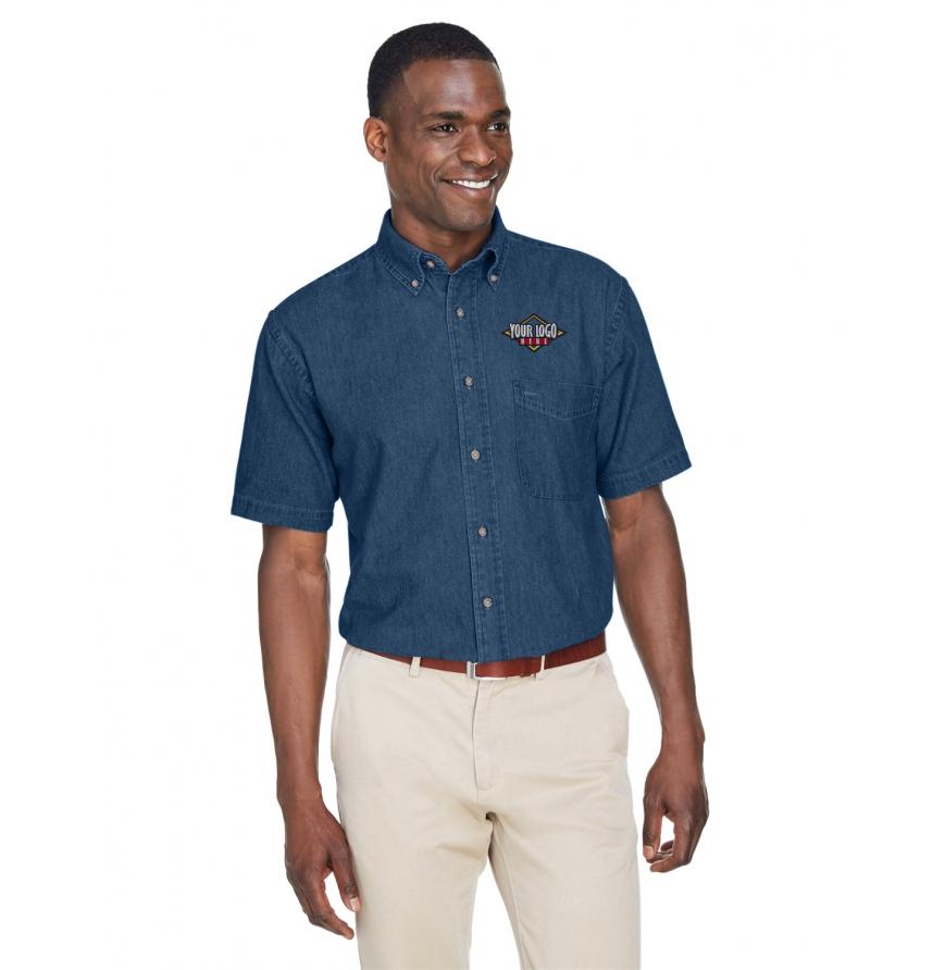 Harriton Mens 65 oz Short-Sleeve Denim Shirt