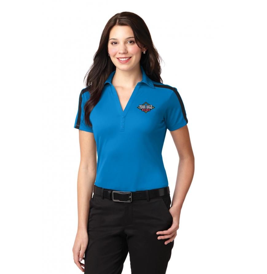Port Authority Ladies Silk Touch Performance Colorblock Stripe Polo